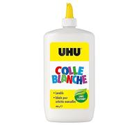 UHU Colle Blanche - Colle Multi Matériaux Loisir Créatif - Sans Solvants - Formule Adaptée Pour Les Enfants - Lavable À L'Eau - Spatule Intégrée - Bouteille 480 g