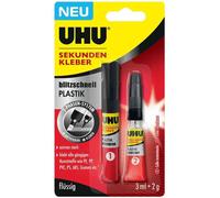 UHU Colle instantanée blitzschnell PLASTIK, 3 ml + 2 g
