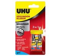 UHU Colle instantanée Power Glue Ultra rapide Minis – Gel 3 x 1 g