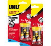 UHU Colle instantanée MINIS rapide Flash (3 x 1 g (Lot de 2), Minis - Gel)