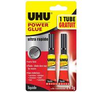 Uhu Colle Instantanée Power Glue Ultra Rapide Liquide 3 G + 1 Gratuit