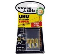 UHU colle instantanée SUPER Strong & SAFE MINIS, 3 tubes de G