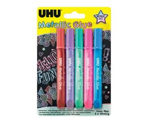 UHU Colle pailletée métallique, tubes de 5 x 10 ml