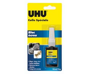 UHU Colle Spéciale - Bloc Écrou | Colle Forte Pour Empêcher Le Desserrage Des Écrous - Spécial Métal - Frein Filet Universel - Haute Résistance - Tube 11 g