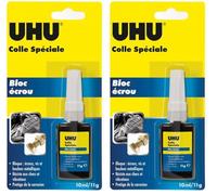 UHU Colle Spéciale - Bloc Écrou - Empêche Le Desserrage Des Écrous - Spécial Métal - Frein Filet Universel - Haute Résistance - Tube 11 g (Lot de 2)