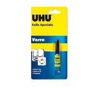 UHU Colle Spéciale Verre - Colle Forte Rapide Et Étanche - Réactive Aux UV - Résistante Aux Températures, À L'Eau, Au Lave-Vaisselle - Transparente - Tube 3 g
