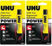 UHU Colle Tout Power Flex + Clean - Colle Liquide Extra Forte Et Rapide, Universelle, Transparente, Tube, 18 G (Lot de 2)