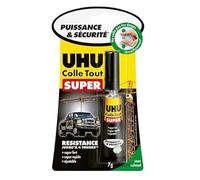 UHU Colle Tout Super - Colle Extra-Forte - Colle Universelle Tous Supports - Prise Rapide & Ajustable - Résiste à l'Humidité - Utilisable de -50°C à +100°C - Formule Brevetée - Transparente - Tube 7 g