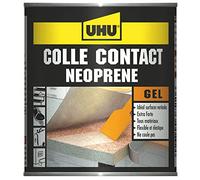 UHU Contact néoprène gel - Colle super forte universelle et gélifiée, ne goutte pas et ne file pas, adhère immédiatement, transparente, pot 215g