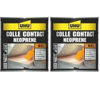 UHU Contact Néoprène - Colle Gel Anti Goutte - Universelle Super Forte - Multi Matériaux : Métal, Cuir, Caoutchouc, Bois - Adhérence Immédiate - Transparente - Pot 215 g (Lot de 2)