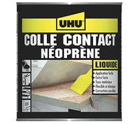 UHU Contact Néoprène - Colle Liquide - Universelle Super Forte - Multi Matériaux : Métal, Cuir, Caoutchouc, Bois - Adhérence Immédiate - Transparente - Pot De 215 g