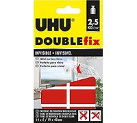 UHU Doublefix invisible - Ruban adhésif double face, ultra puissant, résistance à 2,5kg, transparent, 12 pastilles 40mm x 19 mm