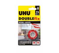 UHU Doublefix invisible - Ruban adhésif double face, ultra puissant, transparent, rouleau 1.5mx19mm