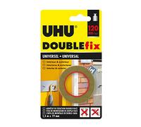 UHU Doublefix Universel - Ruban adhésif double face, ultra fort, résistance à 120 Kg, blanc, rouleau de 1,50 M X 19 mm