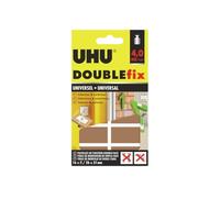 UHU Doublefix - Ruban Adhésif Double Face Universel - Extra-Fort jusqu'à 4kg - Intérieur/Extérieur - Multi-Supports : Métal, Carrelage, Plastique, Verre, Bois, Plâtre, Pierre - 16 Pastilles blanches