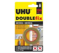 UHU Ruban adhésif double-face Doublefix Universel - Ultra fort 120 kg, blanc 1,50 m x 19 mm
