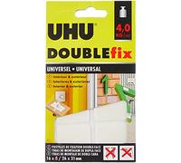 UHU Doublefix universel - Pastilles adhésives, ultra forte, résistance à 4 Kg, blanches, 16 pastilles