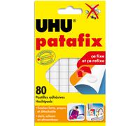 UHU Etui de 6 bandes prédécoupées de 80 pastilles Patafix blanche. Repositionnable à volonté.