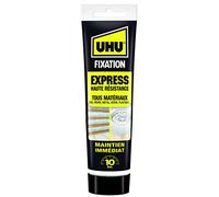 UHU Fixation Express - Colle De Fixation Et De Montage - Ultra Forte Et Rapide - Tous Matériaux : Bois, Pierre, Métal, Verre, Plastique - Formule Acrylique - Blanche - Tube de 175 g