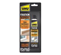 UHU Fixation Néoprène - Colle Extra Forte Et Rapide - Fixation Solide Tous Matériaux : Bois, Plâtre, Béton, Métal, Pierre - Intérieur/Extérieur - Beige - Tube 125 g