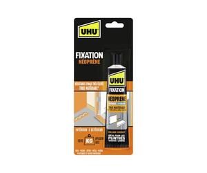 UHU Fixation Néoprène - Colle Extra Forte Et Rapide - Fixation Solide Tous Matériaux : Bois, Plâtre, Béton, Métal, Pierre - Intérieur/Extérieur - Beige - Tube 125 g