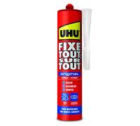 UHU Fixe tout sur tout original- Colle de fixation pour coller, assembler et jointer, technologie SMP polymer, sans solvants, blanche, cartouche 300 g