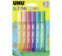 UHU Colle scintillante Glitter Glue Shiny Lavable à l'eau Multicolore 6 x 10 ml