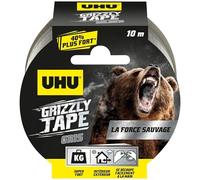 UHU Ruban toilé Grizzly Tape – Imperméable, extra‑fort, Gris 10 m x 50 mm