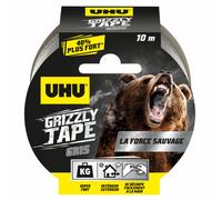 UHU Grizzly Tape Ruban adhésif toilé en polyéthylène résistant étanche 50 mm x 10 m - Argent