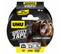 UHU Grizzly Tape Ruban adhésif toilé en polyéthylène résistant étanche 50 mm x 10 m - Noir