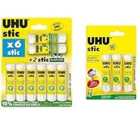 UHU lot 11 stics - Bâton de colle sans solvant, blanche, 9 stics + 2 stics renature