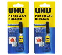 Uhu Lot De 2 Colles Instantanée Spéciale Porcelaine Ceramique, Tube 3g