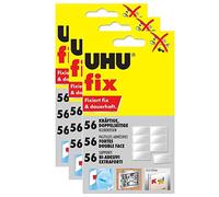UHU Lot de 3 Pochettes de 56 pastilles prédécoupées double-face Fix