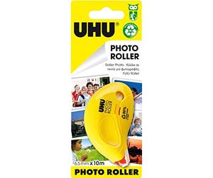 UHU Lot de 3 Rollers colle photo roller, 6,5 mm x 10 m pour photos, rapide, propre et durable