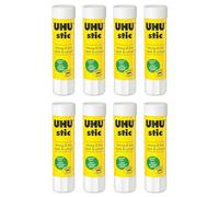 UHU Lot de 8 bâtons de colle, sans solvants, 8,2 g, avec capuchon
