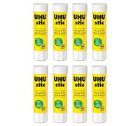 Uhu Lot De 8 Bâtons De Colle, Sans Solvants, 8,2 G, Avec Capuchon
