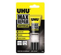UHU Max Repair universal - Colle puissante et flexible, transparente, idéale pour les chaussures, le caoutchouc, le cuir, tube 45g
