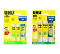 UHU stic - Paquet 2 bâtons de colle stic + 1 bâton de colle stic Magic, sans solvant