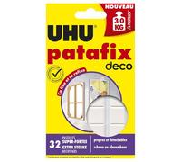 UHU Patafix Déco - Pastilles adhésives double-face - Fixation jusqu'à 3 kg - Blanches - 32 pastilles