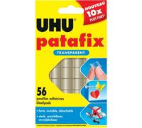 UHU Pastilles adhésives prédécoupées Patafix – Transparentes, invisibles, double-face – 56 pastilles
