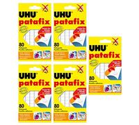 UHU Patafix Lot de 5 packs de 80 pastilles adhésives amovibles Blanc