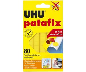 UHU Patafix - Pastilles Adhésives Double Face Prédécoupées Tous Supports | Fixation Rapide, Propre et Repositionnable - Testées Sous Contrôle Dermatologique - Jaunes - 80 Pastilles
