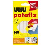 UHU Patafix - Pastilles Adhésives Prédécoupées - Fixation Rapide et Propre - Testées Sous Contrôle Dermatologique - Blanches - 148 Pastilles Adhésives Double Face