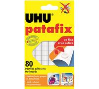 UHU Patafix blanche - pastilles adhésives prédécoupées, pâte à fixer, repositionnables, blanche, 80 pastilles