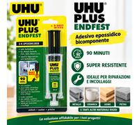 UHU Plus Endfest Colle Époxy Bicomposant Extra Forte 90 Min Seringue 24 ml