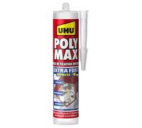 UHU Mastic-colle Poly Max – Extra-fort invisible, séchage rapide, sans solvants – Cartouche 300 g