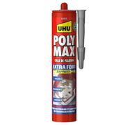UHU Poly Max extra fort- Mastic/colle de fixation MSP pour coller, assembler et jointer, toutes surfaces, séchage rapide, sans solvants, gris, cartouche 425 g