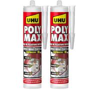 UHU Poly Max - Mastic-Colle Prise Immédiate Invisible Séchage Rapide - Pour Coller, Assembler, Jointer - Tous Matériaux & Surfaces - Intérieur/Extérieur - Sans Solvants - Transparent - Cartouche 300 g