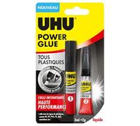 UHU Power Glue – Colle extra‑forte pour plastiques – Ne coule pas – Tube 3 ml+2 g