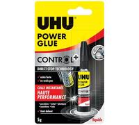UHU Colle Power Glue Control Extra-forte, tous supports, transparente – Tube 5 g